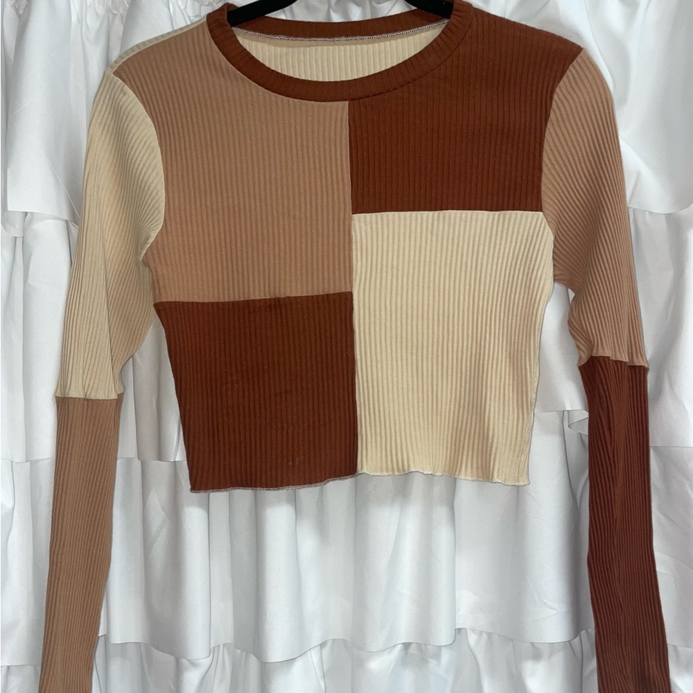 Colorblock Ribbed Long Sleeve Top
